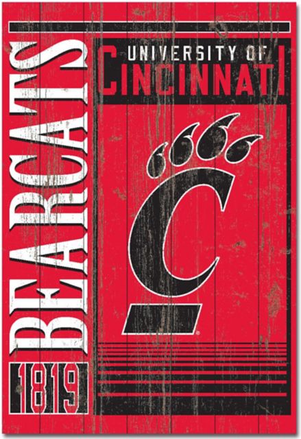 University of Cincinnati 25''x 36'' Showcase Plank Sign - ONLINE ONLY