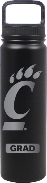 24 oz Matte Black Stainless Steel Water Bottle Grad