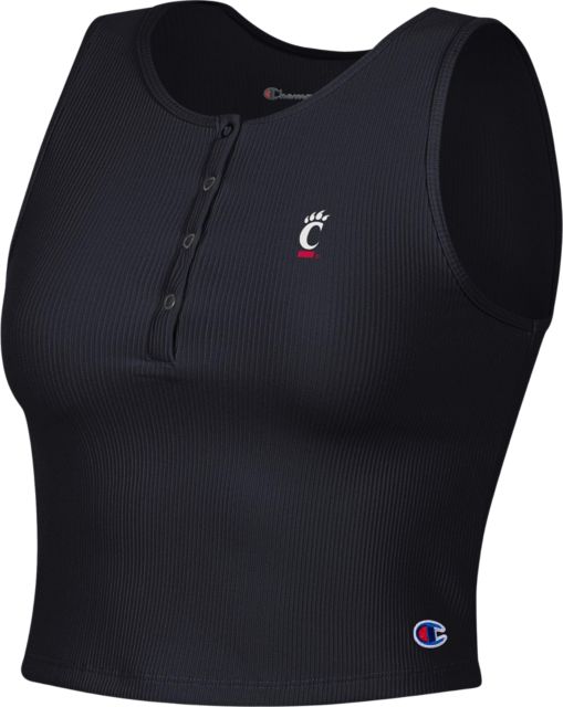 University of Cincinnati Women's Henley Cropped Tank Top