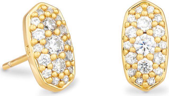 Grayson Crystal Stud Earrings Gold Metal White Cz