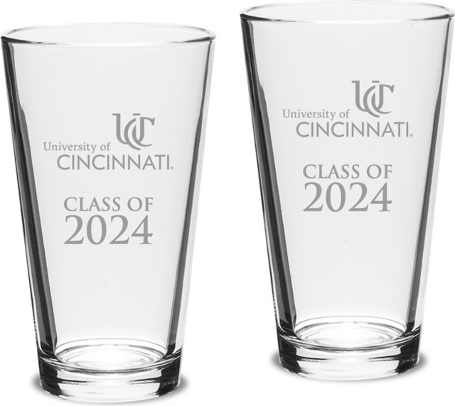 University of Cincinnati Class of 2024 16 oz. Glass - Set of 2 - ONLINE ONLY